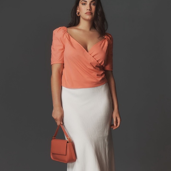 NWT By Anthropologie Puff-Sleeve Wrap Top - Picture 8 of 12